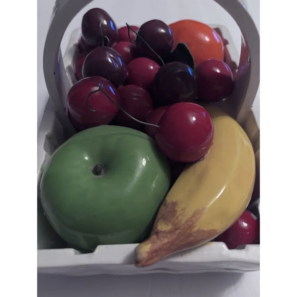 Italian Fruit Basket Vintage Italian Wire Cherries Banana Apple Orange Rare‎